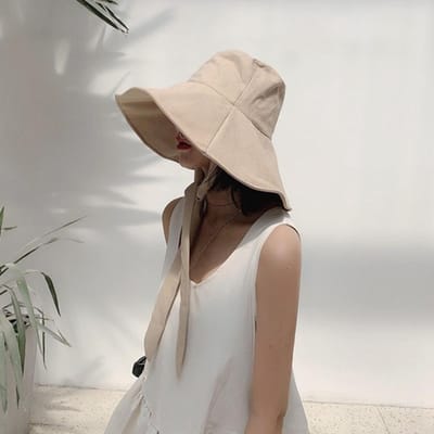 Casual Kleding Strik Ontwerp Vissershoed Katoen Linnen Opvouwbare Bucket Hat Grote Rand Zonnehoed Dames gray