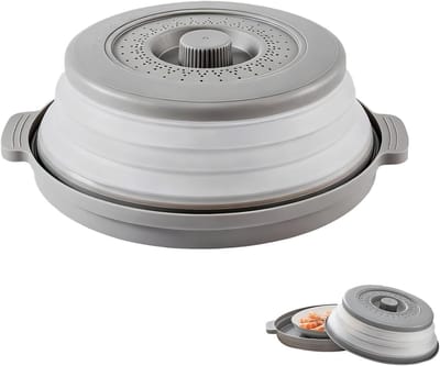 Magnetron Deksel - Voedseldeksel Magnetron - Voedsel Opwarmen - Inklapbaar Ontwerp - 27.3 cm Diameter - Grijs
