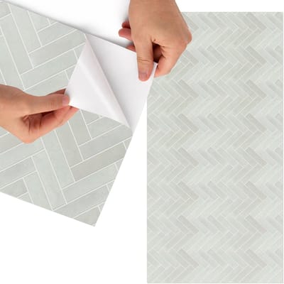 Tulup Meubelfolie - Licht visgraatpatroon Decoratiefolie - 65x130 cm - Romig Meubelfolie - Meubel Wrap Folie - Minimalist Meubelfolie - Plakfolie Meubels - Keuken decoratie - Achtergronden en patronen