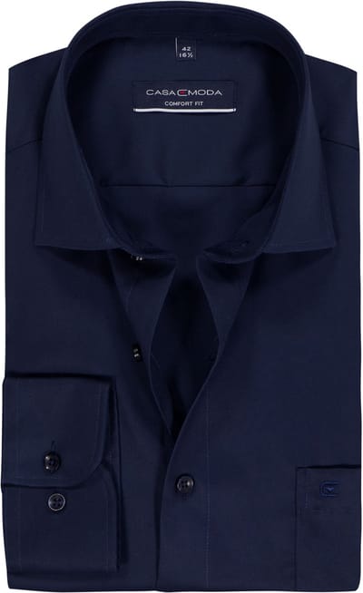 CASA MODA comfort fit overhemd - mouwlengte 72 cm - twill - blauw - Strijkvriendelijk - Boordmaat: 42 (EU maat: L)