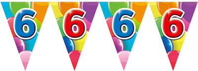 Vlaggenlijn 6 jaar 10 meter - Verjaardag Feestje Vlag Vlaggen Versiering Slinger Feestdecoratie Decoratie