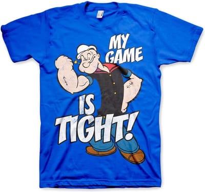 Popeye Heren Tshirt -S- Game Is Tight Blauw