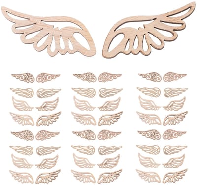 Dailygoods- Engelenvleugels 80 Stuks - Houten Ornamenten - Creatieve Doe-Het-Zelfaccessoires - Decoratie Kamer - Schattige Decoratie