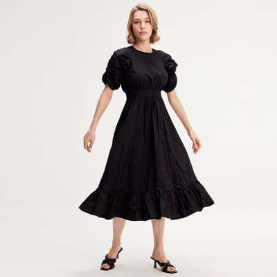 Trapeze -jurk met gepofte mouwen