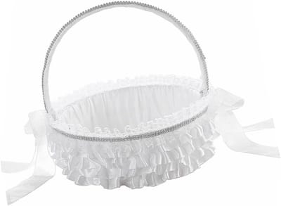 Bloemenmeisjesmand Bruiloft - Bruidsmand Kant - Bloemen Dragen - Elegant Kant Design - 21x20cm - Wit