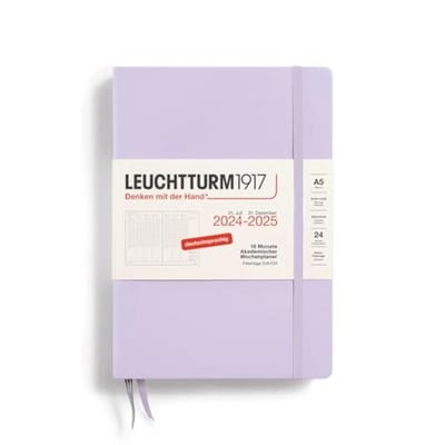 LEUCHTTURM1917 370633 Academische weekplanner 2025, medium A5 hardcover - 18 maanden kalender, 80 g, gelinieerd - lila