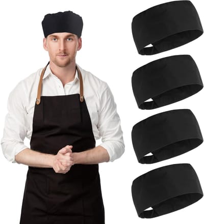 Unisex Kookmutsen Set van 4 - Verstelbare Kookhoeden met Ademend Mesh Bovenstuk en Elastische Band voor de Keuken, Geschikt voor de meeste Maten