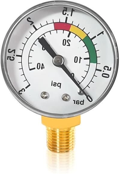 Waterdrukmeter voor zwembaden en werkplaatsen - 1/4 inch aansluiting, 0-3 bar/psi, nauwkeurige drukmeting, ideaal voor zandfilters en waterbeheersystemen