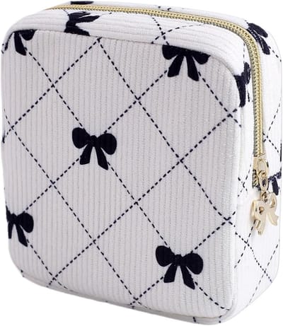 Menstruatie Tasje - Maandverband Pouch - Organiseren Onderweg - Zachte Corduroy Stof - 12.5 x 12.5 cm - Blauw