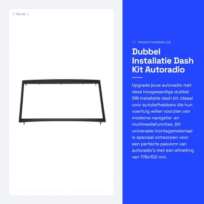 Dailygoods- Dash Kit Gloednieuw - Autoradio Houder - Universele Montage - Radio Beugel - Zwart Kunststof - Afmeting 178x102 mm - Radiomontage