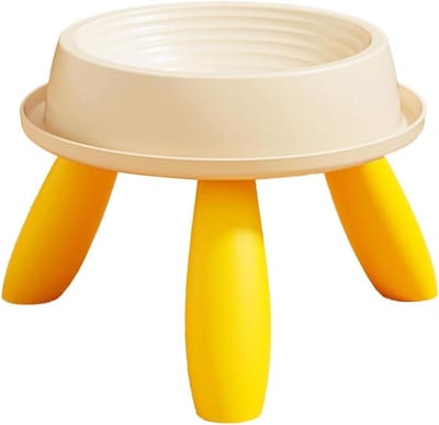 Verhoogde Kattenvoerbakken - Opgehoogde Drinkbak - Comfortabel Eten - Wiebelvrije Gestructureerde Basis - 175 cm Diameter - Beige Geel