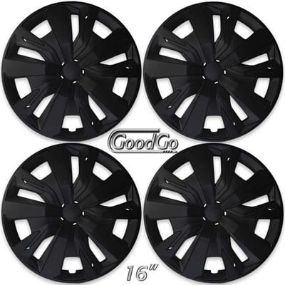 GoodGo Wieldoppen set SHURIKEN-B 16 inch in mat zwart. Set a 4 stuks (CONTROLEER UW BANDENMAAT en lees a.u.b. de onderstaande, uitgebreide tekst!)