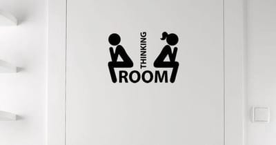 Muursticker of deursticker Toilet thinkingroom M zwart