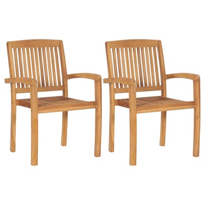 vidaXL - Tuinstoelen - 2 - st - met - grijze - kussens - massief - teakhout
