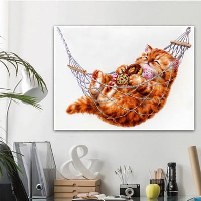 Peinture diamant Animal 5D à faire soi-même, chat paresseux, broderie complète en diamant rond 20X30 brown