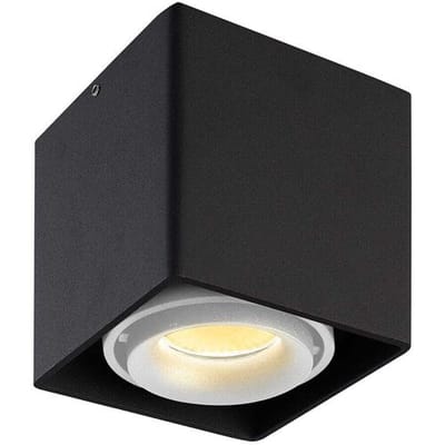 HOFTRONIC Dimbare LED Opbouwspot plafond Esto - Zwart met witte afdekring - IP20 - kantelbaar - excl. GU10 lichtbron - voor droge ruimtes