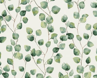 SUBTIELE KLEINE BALDEREN OP TAK BEHANG | Modern - groen wit - A.S. Création Greenery