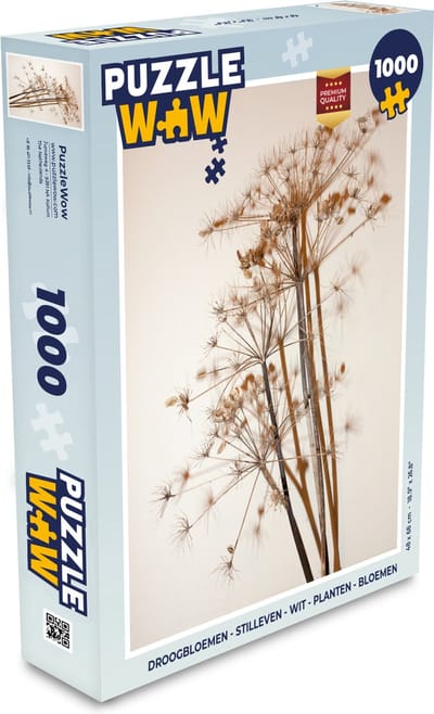 Puzzel Droogbloemen - Stilleven - Wit - Planten - Bloemen - Legpuzzel - Puzzel 1000 stukjes volwassenen