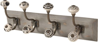 Clayre & Eef Wandkapstok 4 Haken 45x10x18 cm Wit Hout