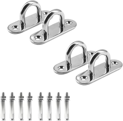 SnelShoppen - 4pcs M8 Ellipsen RVS Oogplaat Deck Deurbuckle U-vormige Plafondbevestigingsringen Haken voor Tuin, Camping, Binnen en Buiten Gebruik