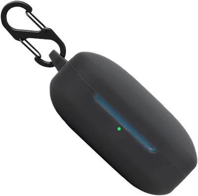 Schokbestendige Silicone Hoes voor Draadloze Oordopjes, Beschermende Case met Sleutelhanger (Zwart)