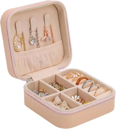 Peysaitr - Sieraden Opbergdoos - Kleine Sieradendoos - Voor Ringen, Kettingen, Oorbellen & Armbanden - Compact & Draagbaar - Roze - 10x10x5.5cm - 1 stuk