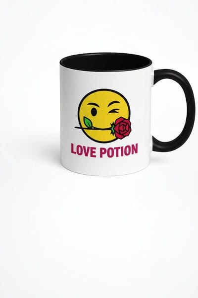 Love Potion Mok | Winks Emoji met Roos | Uniek Design Keramische Koffiekop