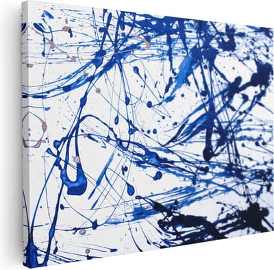 Artaza Canvas Schilderij Abstract - 40x30 cm - Klein - Wanddecoratie Woonkamer - Muurdecoratie Verfspetters - Kamer Accessoires
