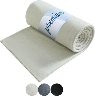 Premium fleece blanket Melange OekoTex 130x160 cm approx. 550 g extra thick - white mottled (two-tone) with anti-pilling and high-quality chain border white 130x160 cm
