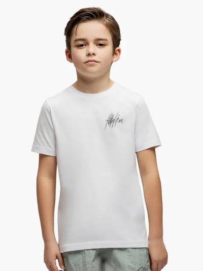 Malelions Splash T-shirt Polo's & T-shirts Jongens - Polo shirt - Wit - Maat 140