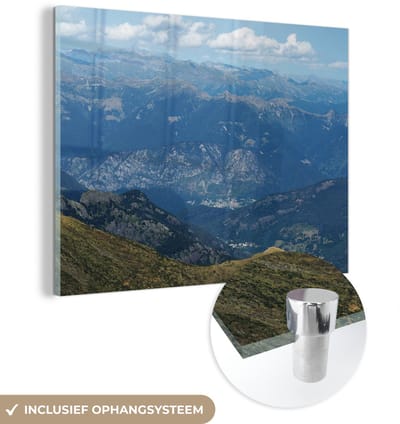 ® Glasschilderij 160x120 cm - Schilderij acrylglas - Luchtfoto van het Nationaal park Val Grande in Italië - Foto op glas - Muurdecoratie woonkamer - Wanddecoratie slaapkamer - Schilderijen