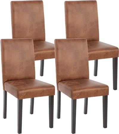 Set van 4 eetkamerstoelen Keukenstoel Littau ~ textiel, imitatiesuède, donkere poten