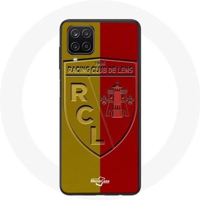 Coque - maniacase - Samsung Galaxy A12 - Souple - Logo jaune et rouge - Protection décorative noir