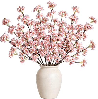 Mica Decorations Kunstbloem Bloesem Floral - 12x - H106 cm - lichtroze - kunststof - stelen kunstbloemen - boeket - bloemetjes