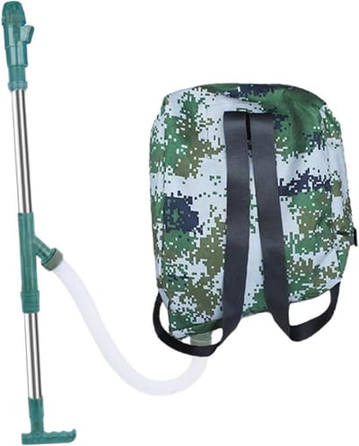 Handstrooier Rugzakmodel - Meststrooier Tuin - Bemesting Buitenplanten - Roestvrij Staal Textiel - 30 kg Capaciteit - Zwart