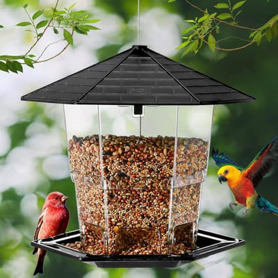 SnelShoppen - Outdoor Vogelvoederhuisje Hangend - Retractable Bird Feeder voor Wilde Vogels - Zwart - Ideaal voor Tuin, Balkon & Buiten