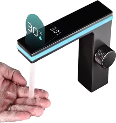 Digitale Temperatuurweergave Badkamer Wastafelkraan met Intelligente LED – Bad Gemonteerde Warm en Koud Water Mengkraan, Luxe Badkamerkraan, Moderne Wastafelkraan