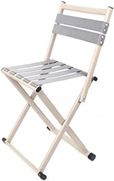 Metalen Klapstoel - Opvouwbaar Zitje - Extra Zitplaats - Ruimtebesparend Ontwerp - 32x26x33 cm - Beige