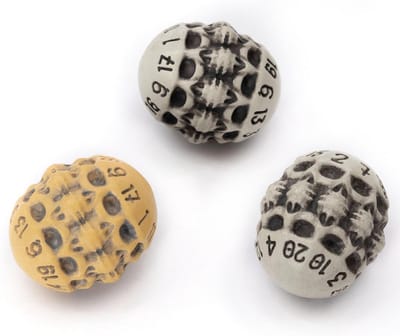 D20 Dobbelstenen Set - 3 Stuks 20-Zijdige RPG Dobbelstenen met Schedel en Botten Design