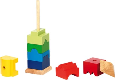 GOKI Stapeltoren - Motoriek Stimuleren - H27,5Cm - Hout - 9 Delen