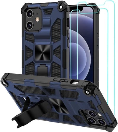 Hoesje Geschikt voor iPhone 12 Mini - Anti-Scratch Shockproof Blauw - 2 Pack Screenprotector