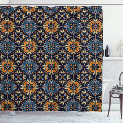 ABAKUHAUS Abstract douchegordijn – Boheemse Indigo, 175x240 cm