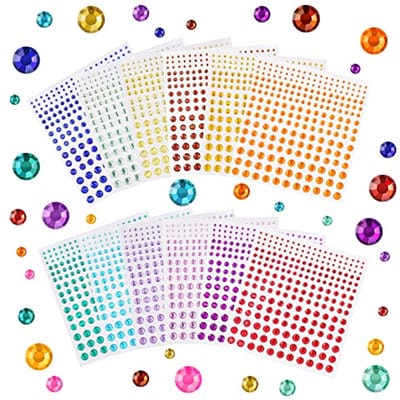 SnelShoppen - Zelfklevende Rhinestone Stickers, 12 Vellen met 2700 Stuks, Glitter Gelaatsdecoratie, Voor Wangen en Haar, Rave Festival DIY Stickers, K