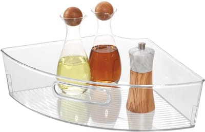 Famanu - Transparant kwart Lazy Susan draaiplateau voor keukenkast