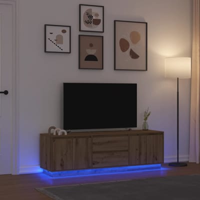 vidaXL - Tv-meubel - met - LED-verlichting - 160,5x41x50 - cm - artisanaal - eiken