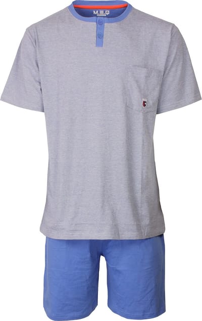 MEQ Heren Shortama - Pyjama Set - Effen - Licht Grijs - Maat S