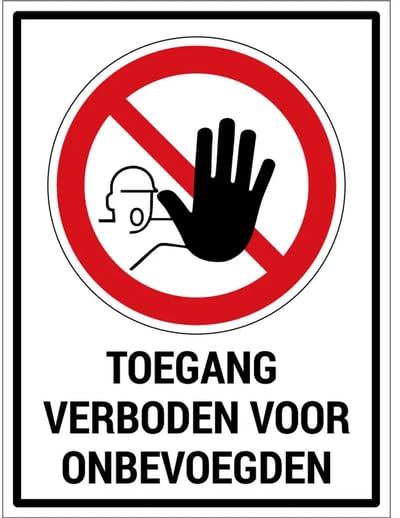 Toegang verboden voor onbevoegden bord met tekst | gecoat dibond materiaal | 20 x 15 cm