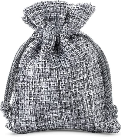 Decoratief Jute Zakjes Zakken | 100% Naturel | 9 x 12 cm | 10 stuk | Grijs | Cadeauzakjes Opbergzakjes Geschenkzakjes Cadeau Verpakking Geurzakjes Snoepzakjes Lavendel