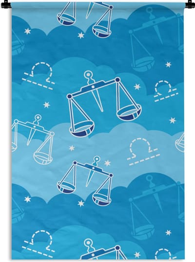 Wandkleed - Wanddoek - Weegschaal - Patroon - Zodiac - 60x90 cm - Wandtapijt