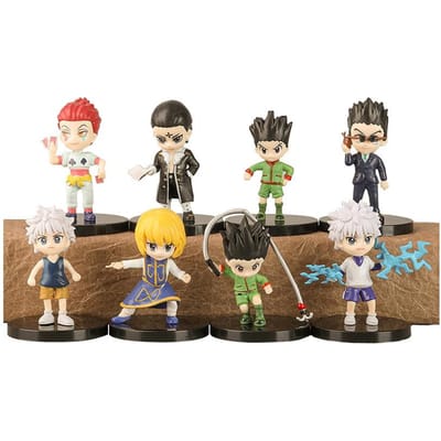 8 Stuks Hunter x Hunter GON FREECSS Anime Figuur Killua Zoldyck Actiefiguur Kurapika Figurine Japans Verzamelaar Model Poppen Speelgoed No box brown